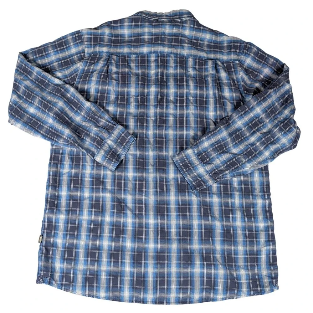 The North Face Mens Blue Plaid Long Sleeve Hiking Button Up Shirt XL